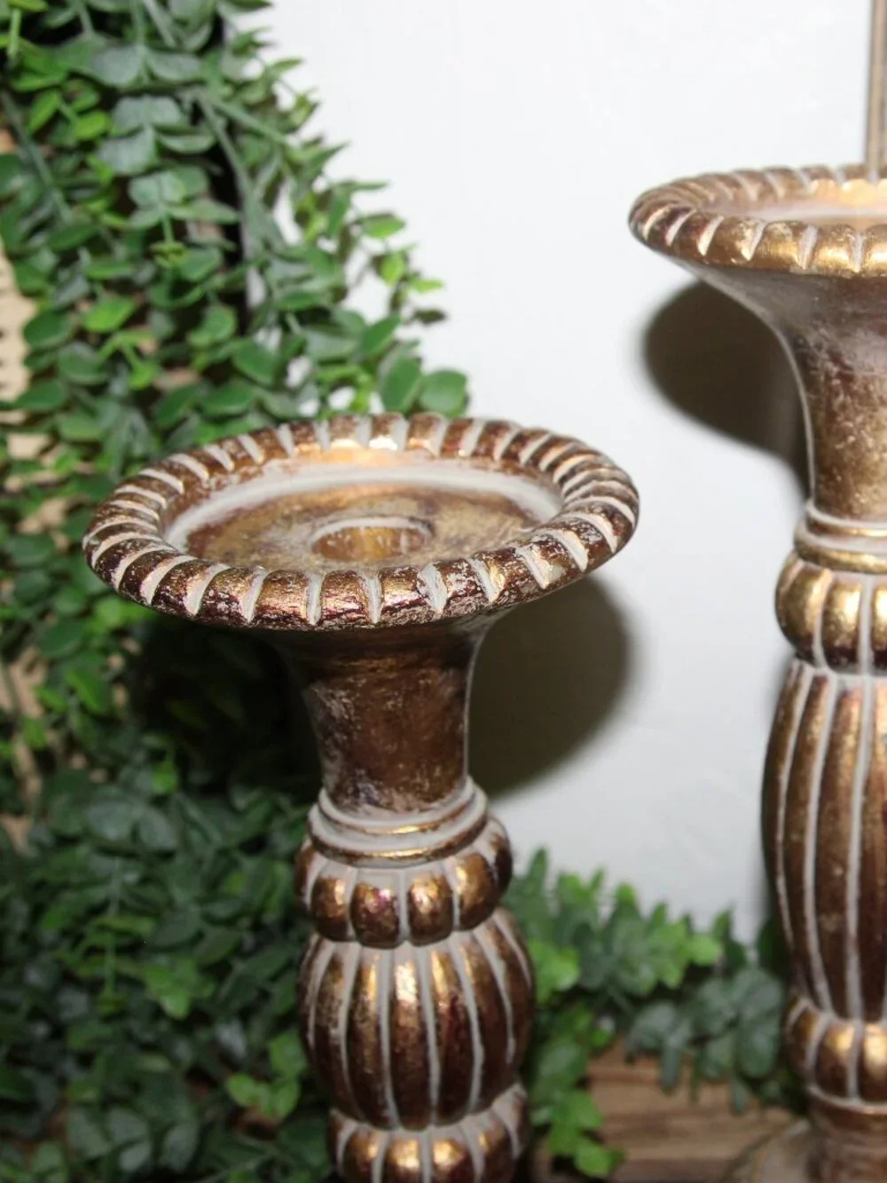Pair of Elegant Old World French Country Gold Candle Holders